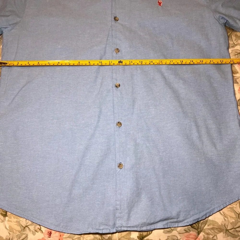 Trunks‎ Surf & Swim Co Mens Blue Cotton Lobster Embroidered Short Sleeve Shirt L